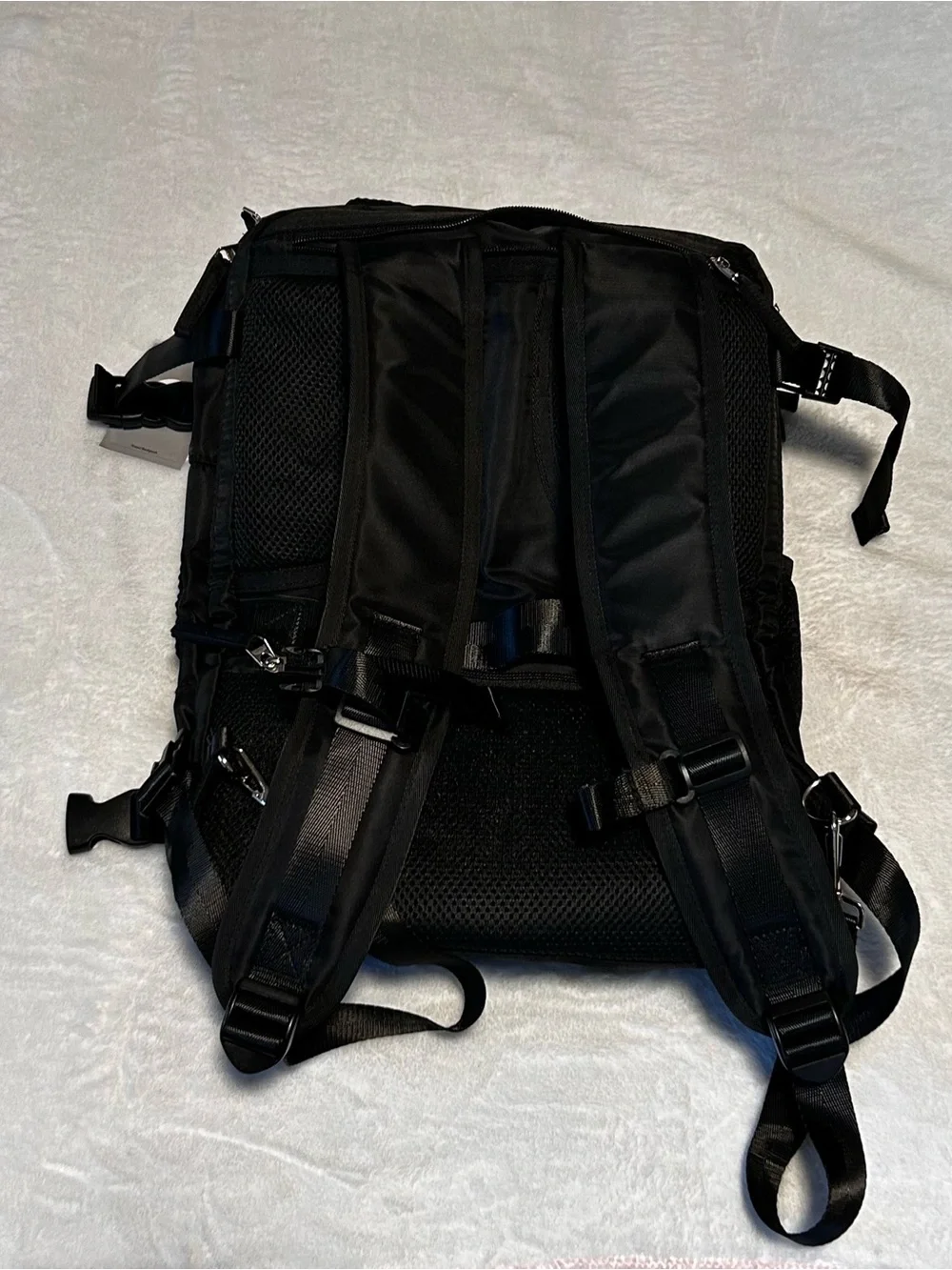 Men's Black Nylon Backpack with Padded Straps